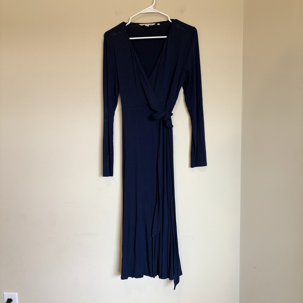 Boden Navy Blue Long Sleeve Maxi Wrap Dress
